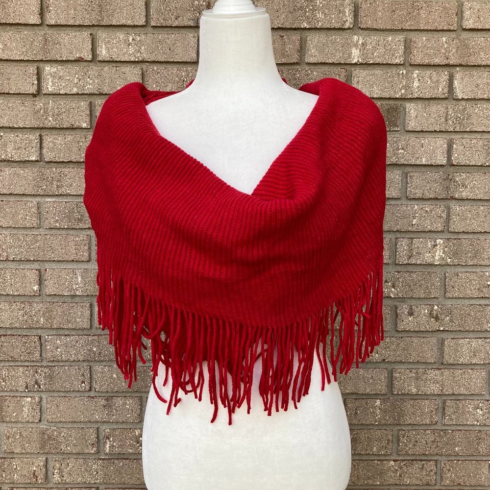 BASICO Red Fringed Infinity Scarf